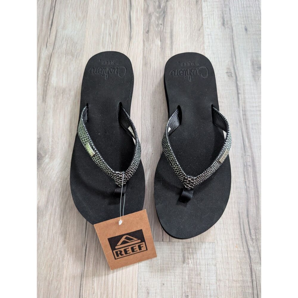 NWT Reef Star Cushion Sassy Sandals in Black, Size 8 (S3) - Picture 2 of 5